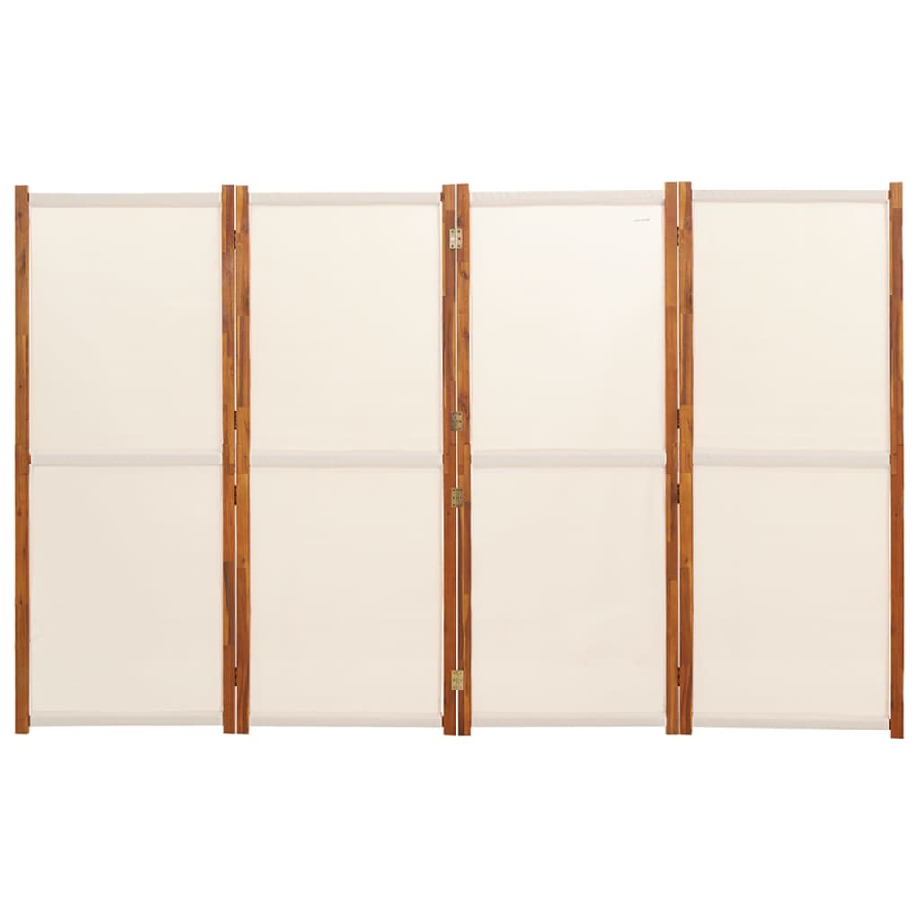 vidaXL Sobna pregrada s 4 panela krem bijela 280 x 180 cm