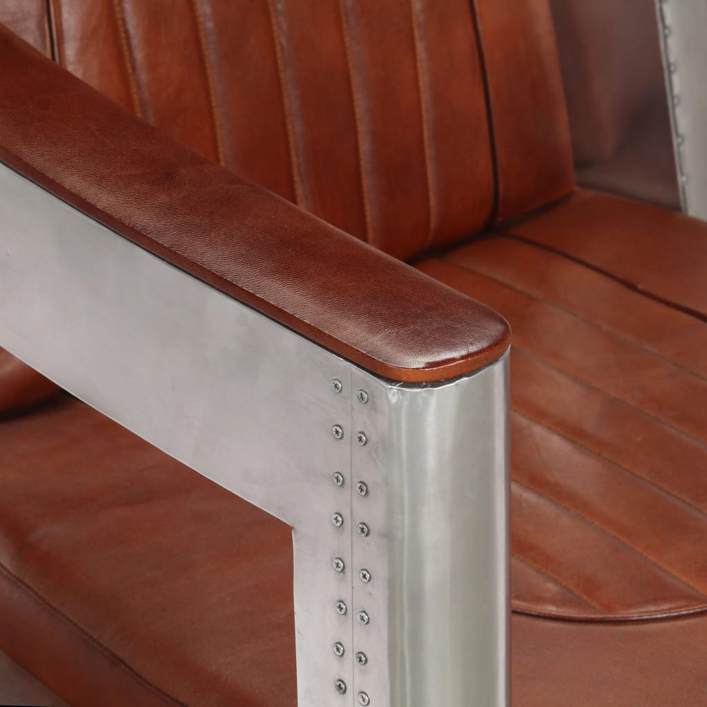 vidaXL Avijatičarska fotelja od prave kože smeđa