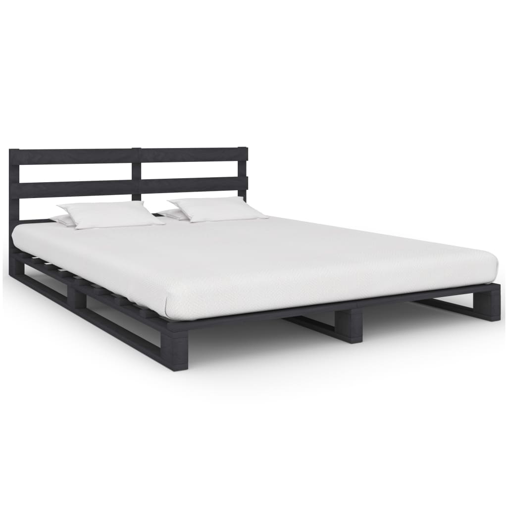 vidaXL Okvir za krevet od paleta sivi 140 x 200 cm od masivne borovine