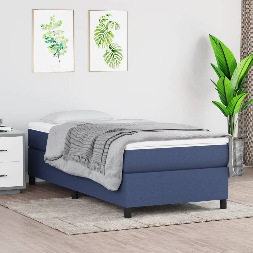 vidaXL Okvir za krevet s oprugama plavi 90 x 200 cm od tkanine