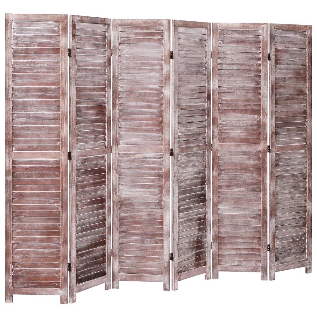 vidaXL Sobna pregrada sa 6 panela smeđa 210 x 165 cm drvena