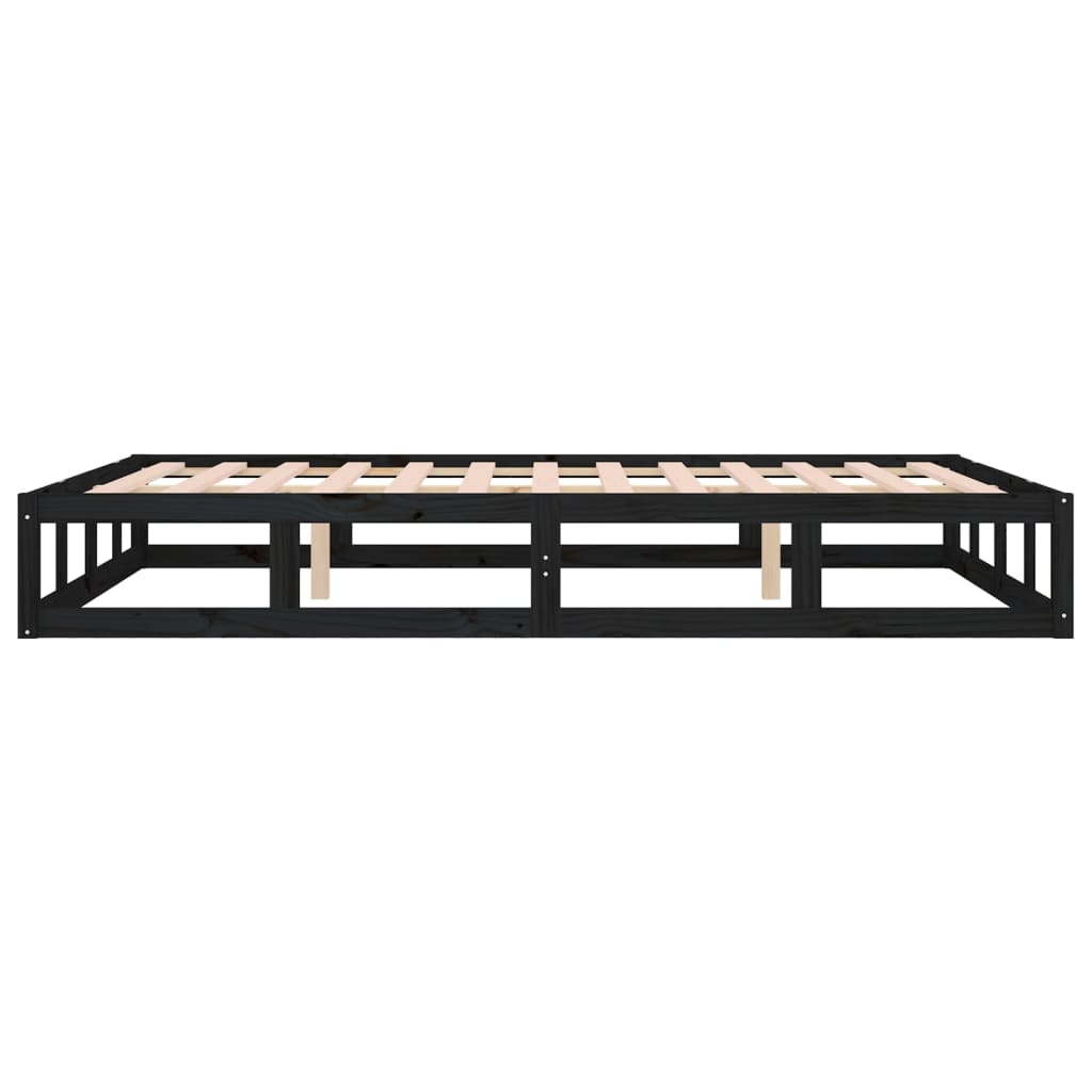 vidaXL Okvir za krevet od masivnog drva crni 135 x 190 cm 4FT6 bračni