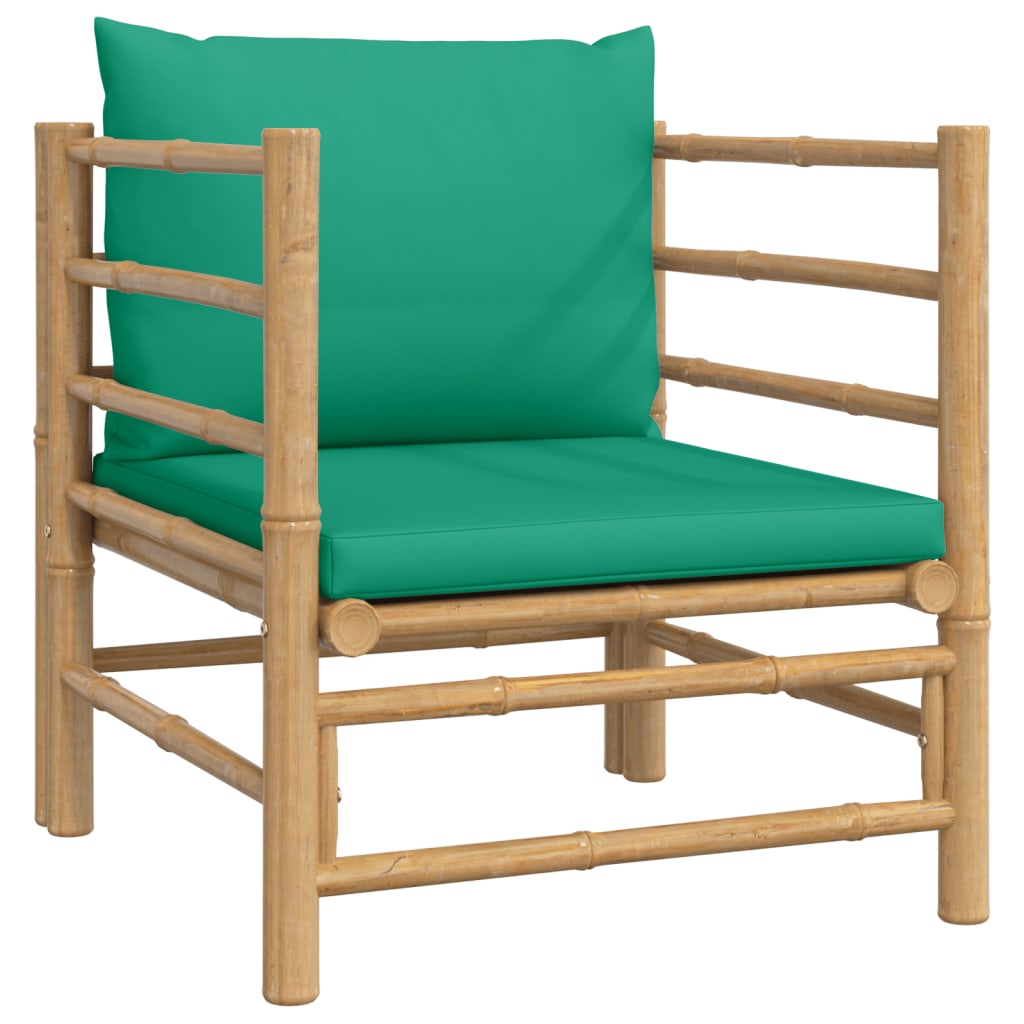 vidaXL 7-dijelna vrtna garnitura od bambusa sa zelenim jastucima