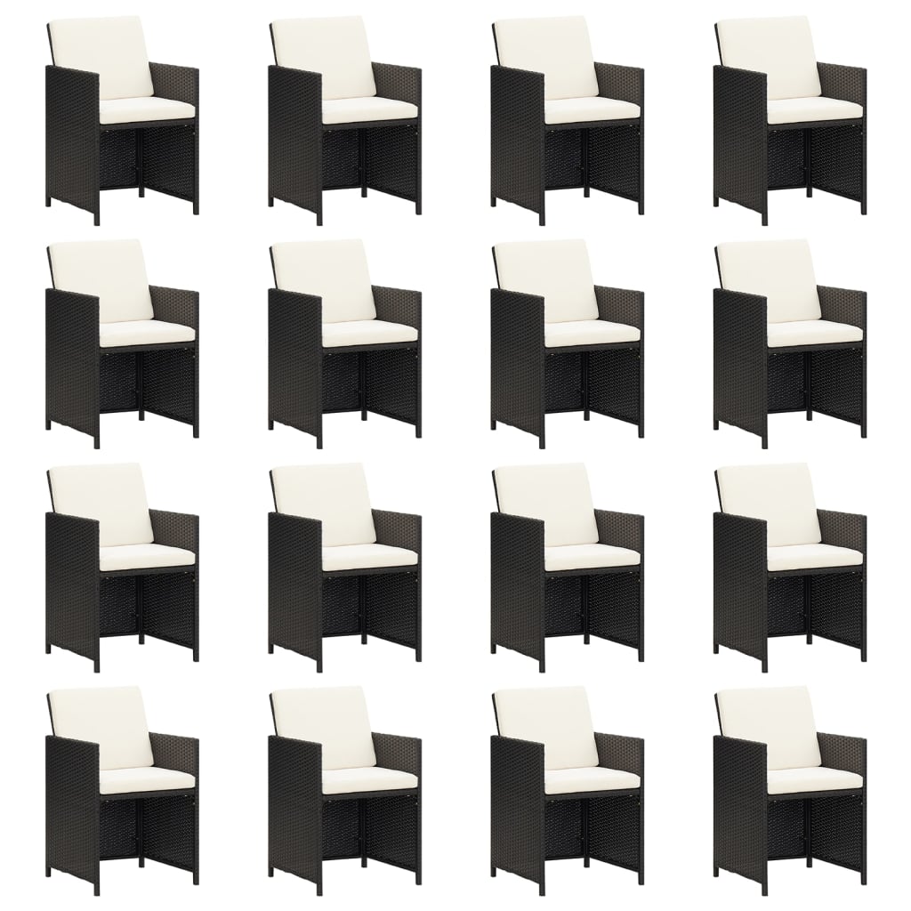 vidaXL 17-dijelni vrtni blagovaonski set s jastucima poliratan crni
