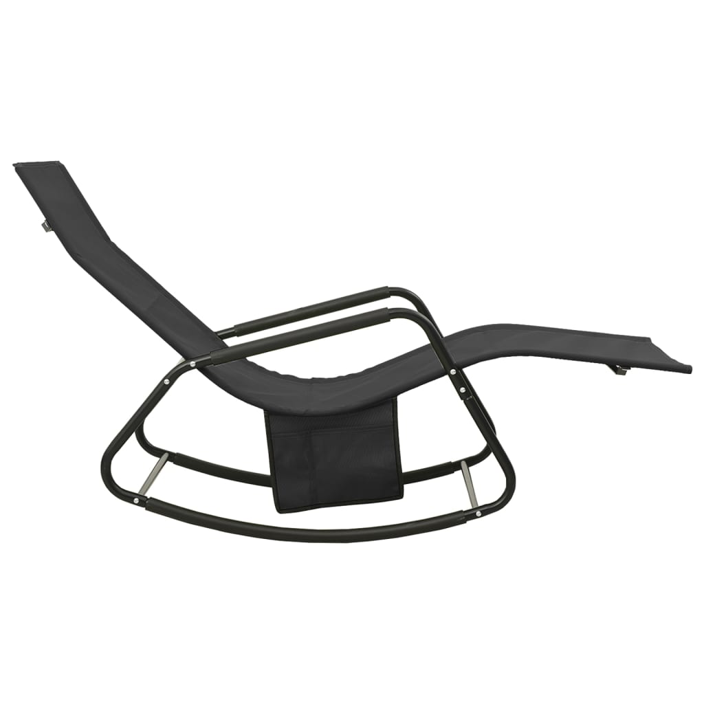 vidaXL Ležaljka za sunčanje od čelika i tekstilena crna