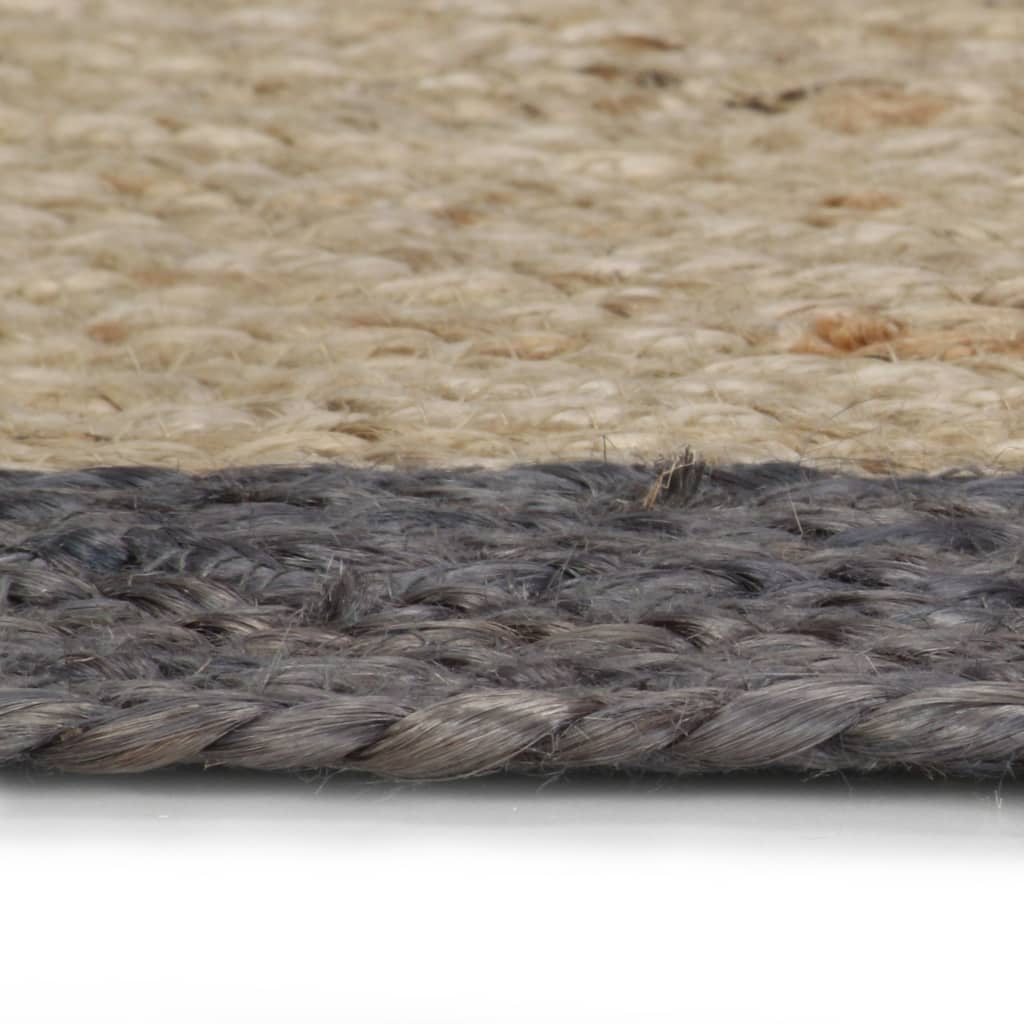vidaXL Ručno rađeni tepih od jute s tamnosivim rubom 90 cm