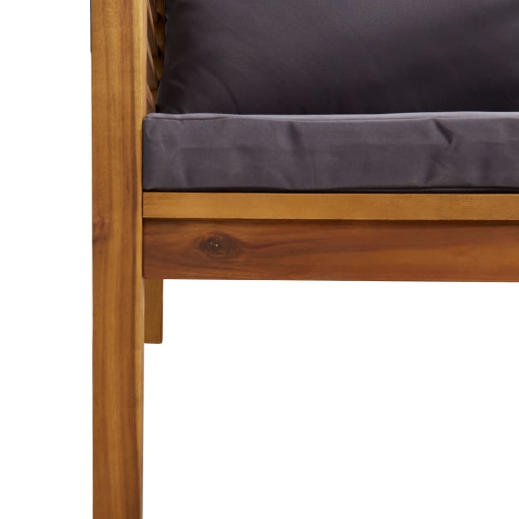 vidaXL Vrtna stolica od masivnog drva bagrema s tamnosivim jastucima
