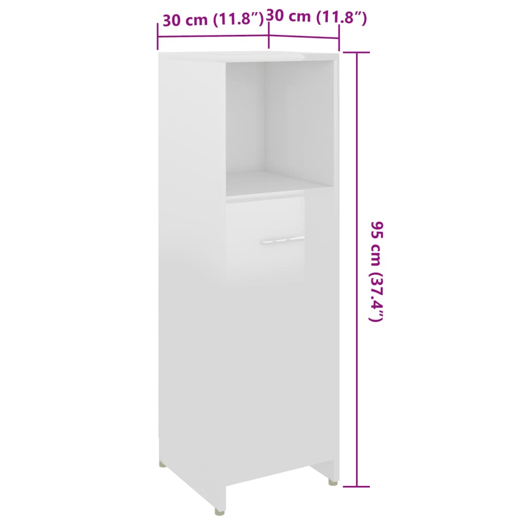 vidaXL 4-dijelni set kupaonskog namještaja visoki sjaj bijeli