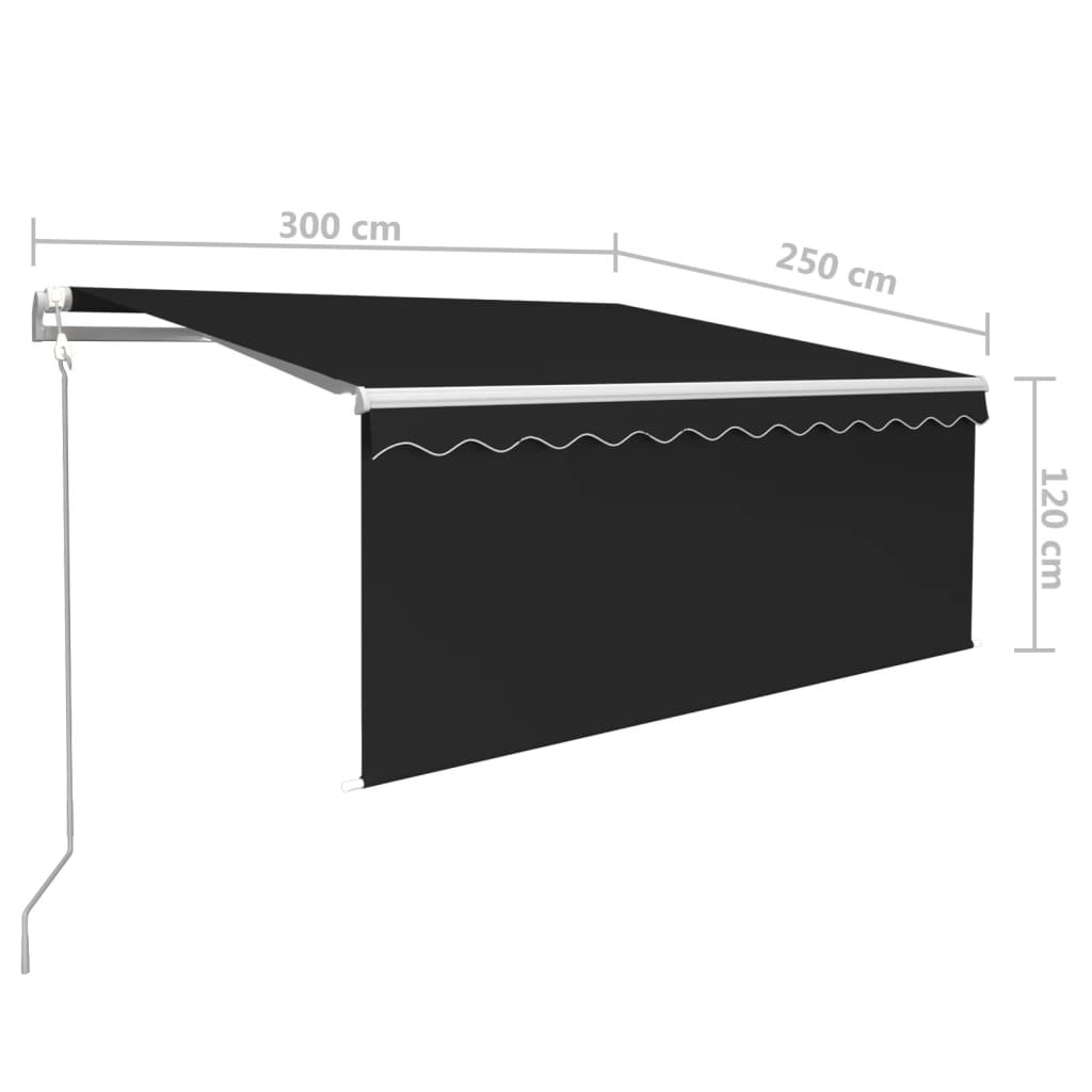 vidaXL Automatska tenda s roletom i senzorom LED 3 x 2,5 m antracit