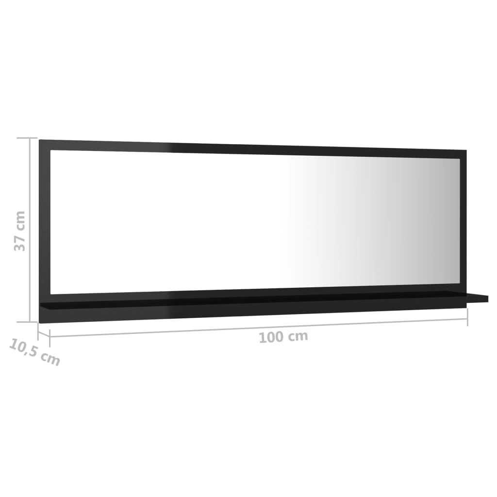 vidaXL Kupaonsko ogledalo sjajno crno 100x10,5x37 cm konstruirano drvo