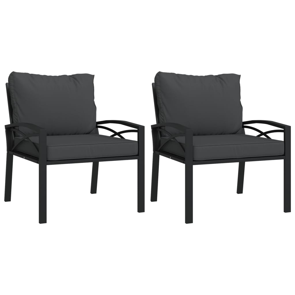vidaXL Vrtne stolice sa sivim jastucima 2 kom 68 x 76 x 79 cm čelične