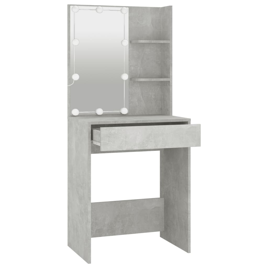 vidaXL Toaletni stolić s LED svjetlima siva boja betona 60x40x140 cm