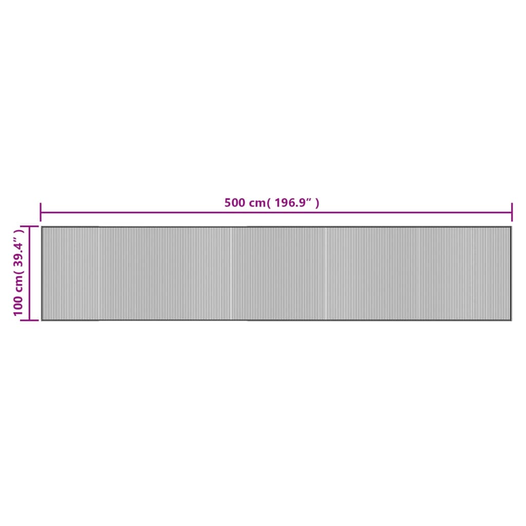 vidaXL Tepih pravokutni sivi 100 x 500 cm od bambusa