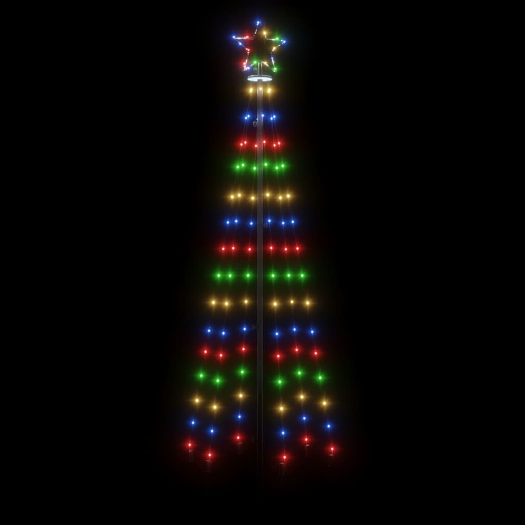 vidaXL Stožasto božićno drvce šareno 108 LED žarulja 70 x 180 cm