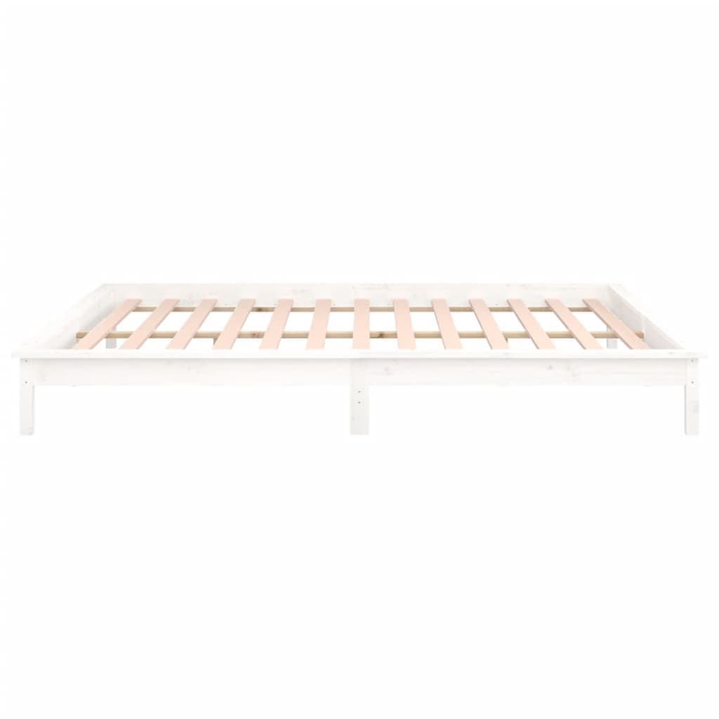 vidaXL LED okvir za krevet bijeli 120 x 200 cm od masivnog drva