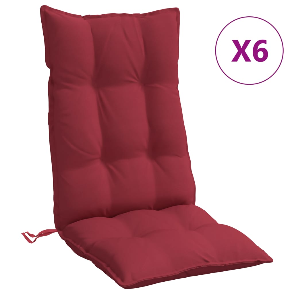 vidaXL Jastuci za stolicu s visokim naslonom 6 kom boja vina tkanina