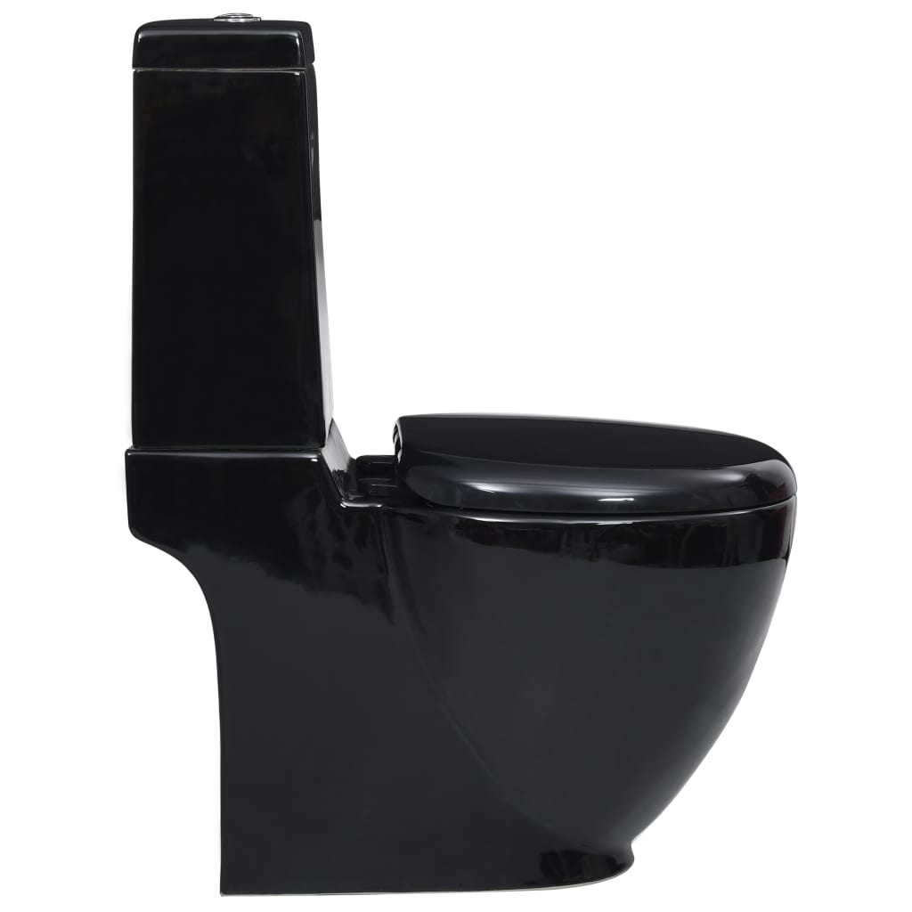 vidaXL Keramička toaletna školjka sa stražnjim protokom vode crna