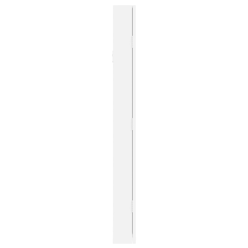 vidaXL Zidni ormarić za nakit s ogledalom bijeli 30 x 8,5 x 90 cm