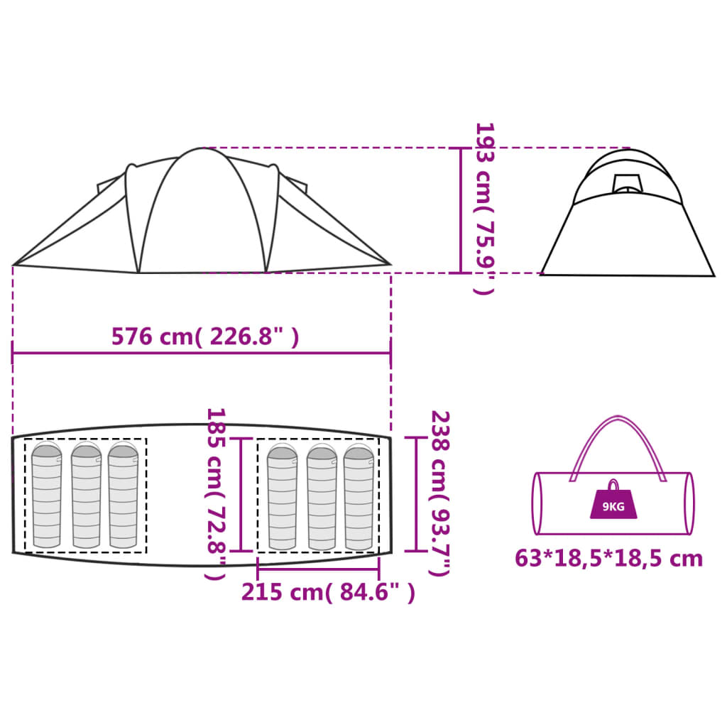 vidaXL Šator za kampiranje za 6 osoba plavi vodootporni