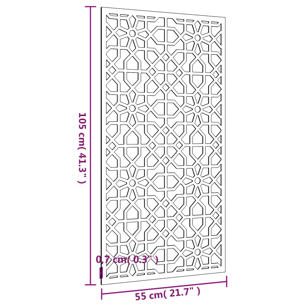 vidaXL Vrtni zidni ukras 105 x 55 cm čelik COR-TEN s maurskim uzorkom