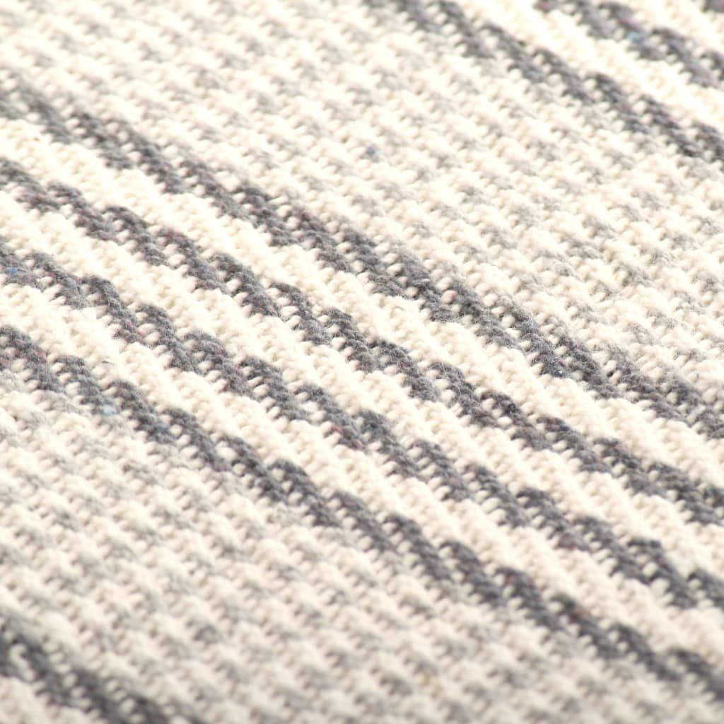 vidaXL Pamučni pokrivač prugasti 160 x 210 cm sivo-bijeli