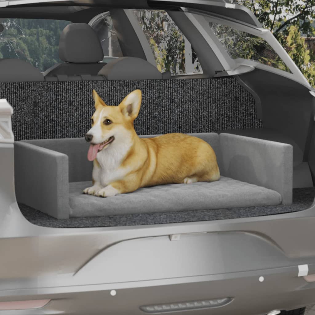 vidaXL Krevet za pse za prtljažnik svjetlosivi 110x70 cm izgled platna