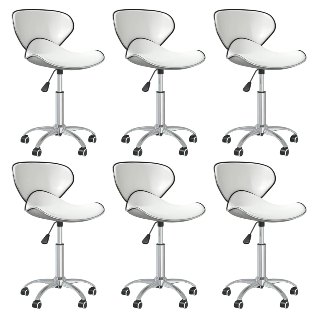 vidaXL Okretne blagovaonske stolice od umjetne kože 6 kom bijele