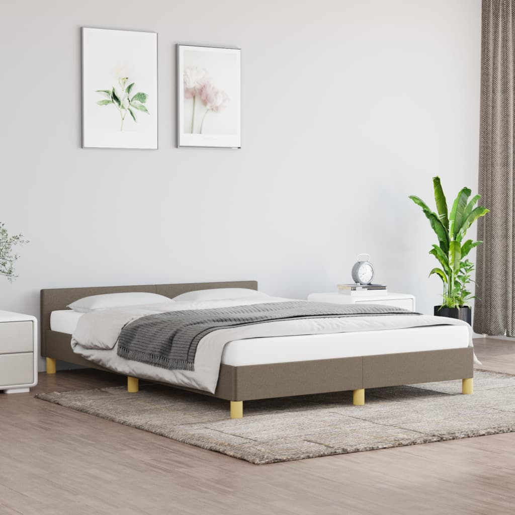 vidaXL Okvir za krevet s uzglavljem smeđesivi 140 x 200 cm od tkanine