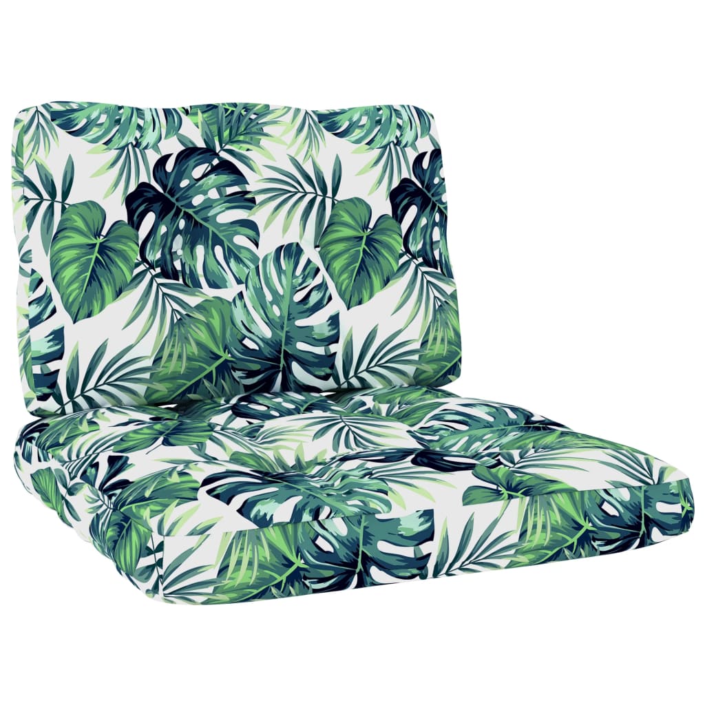 vidaXL Vrtne stolice 2 kom i jastuci s uzorkom lišća od borovine