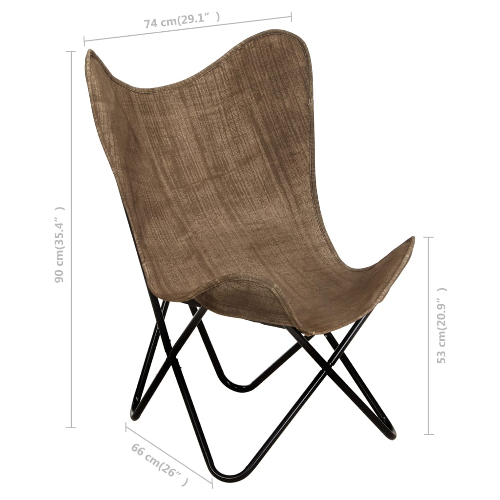 vidaXL Leptir-stolica od platna smeđe-siva