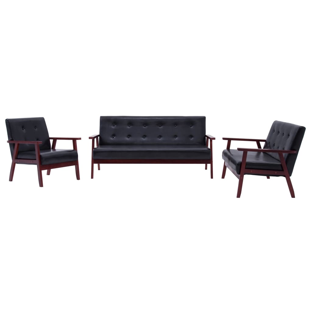 vidaXL 3-dijelni set sofa od umjetne kože crni