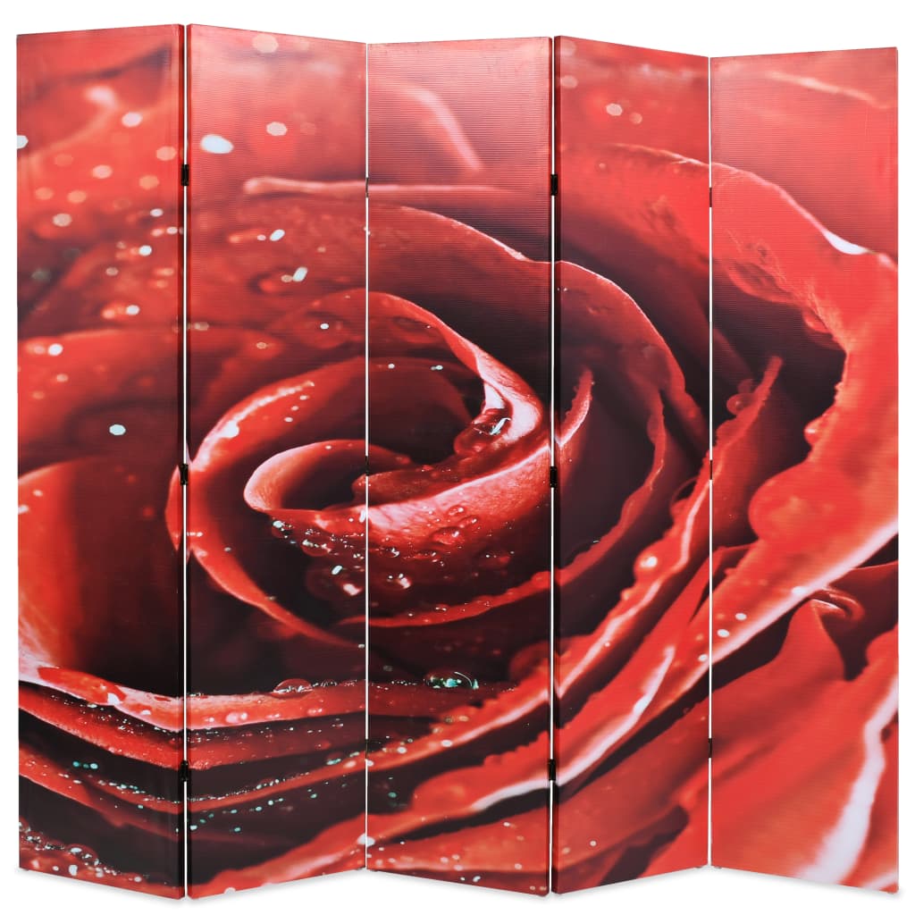 vidaXL Sklopiva sobna pregrada sa slikom crvene ruže 200 x 170 cm