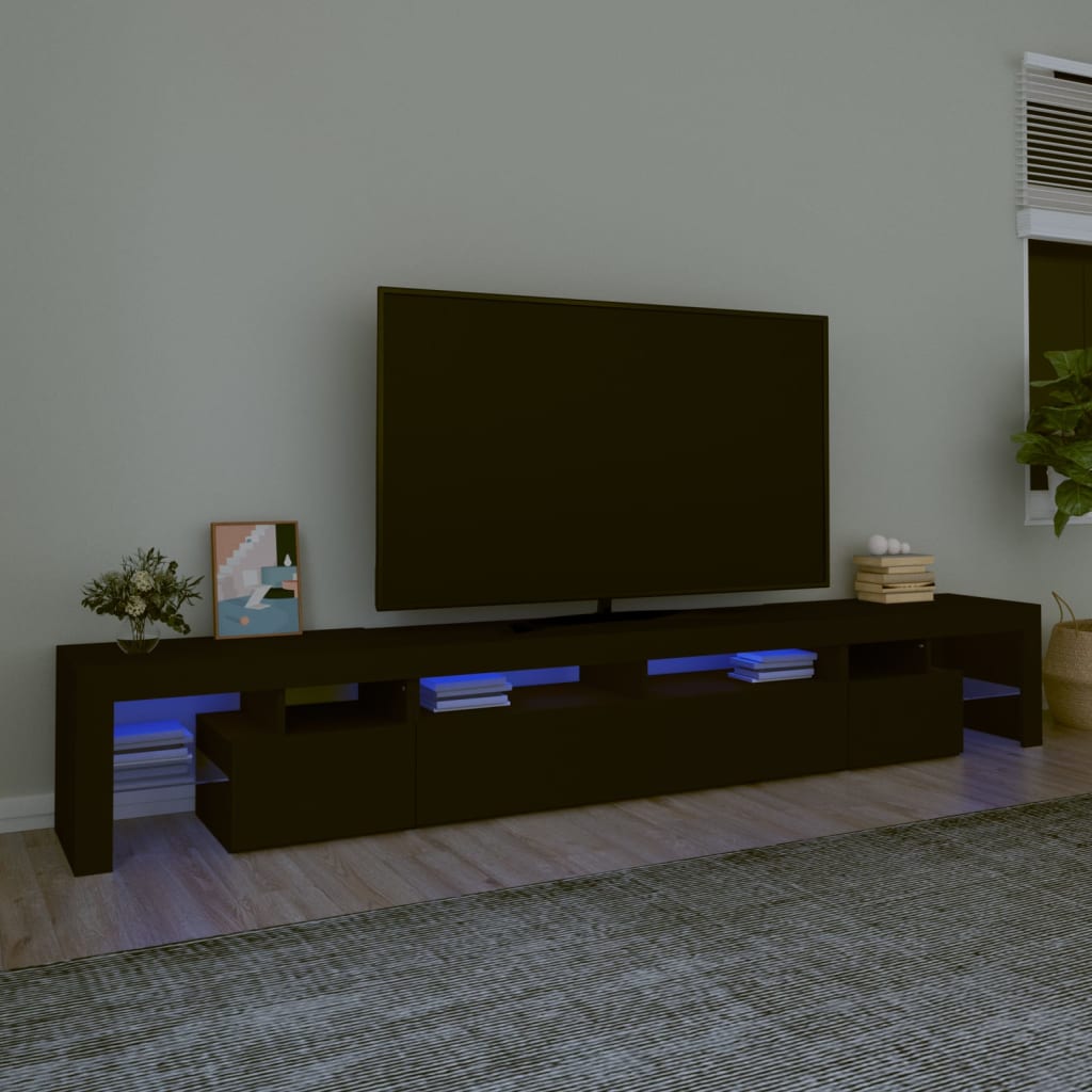 vidaXL TV ormarić s LED svjetlima crni 260x36,5x40 cm