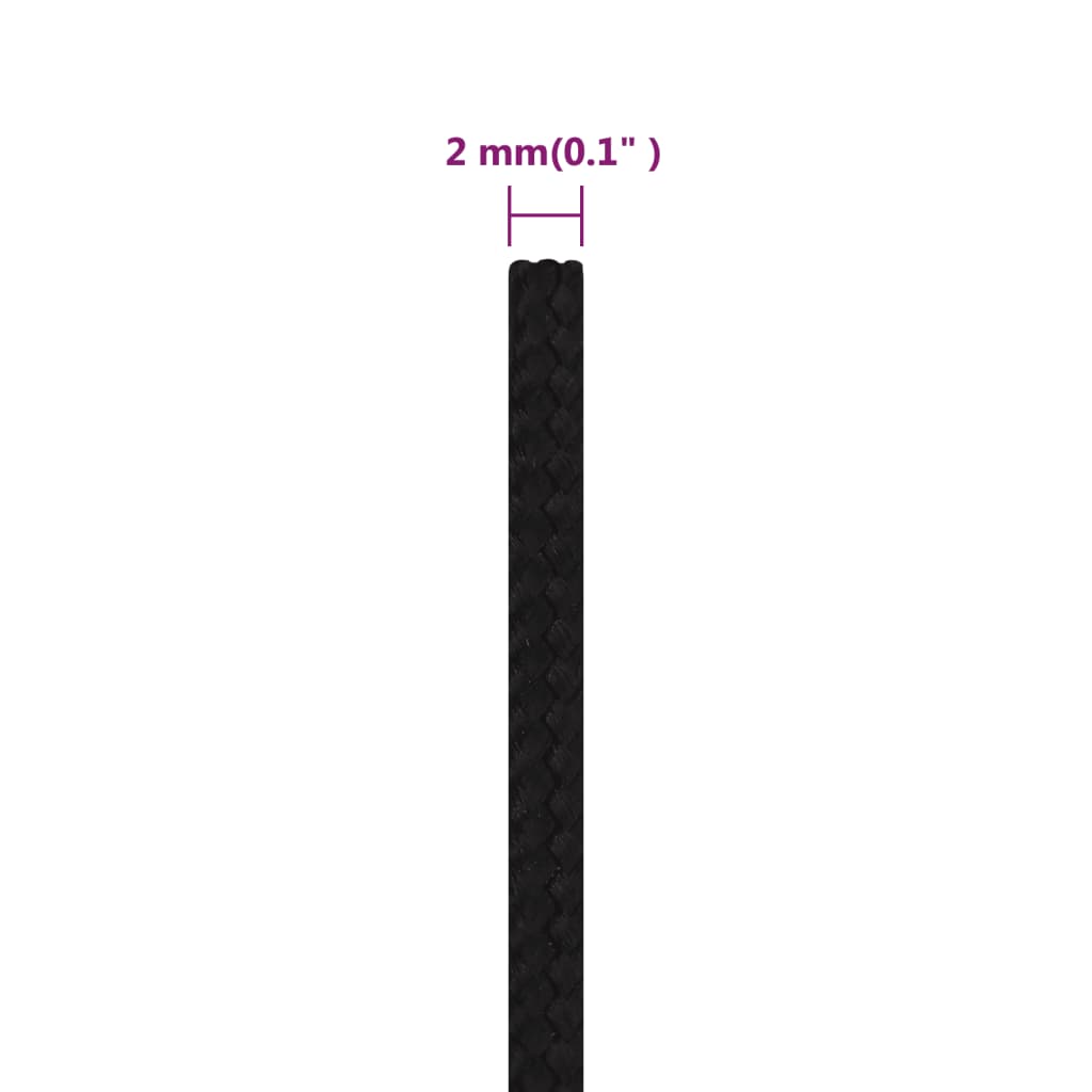 vidaXL Radno uže crno 2 mm 25 m poliestersko