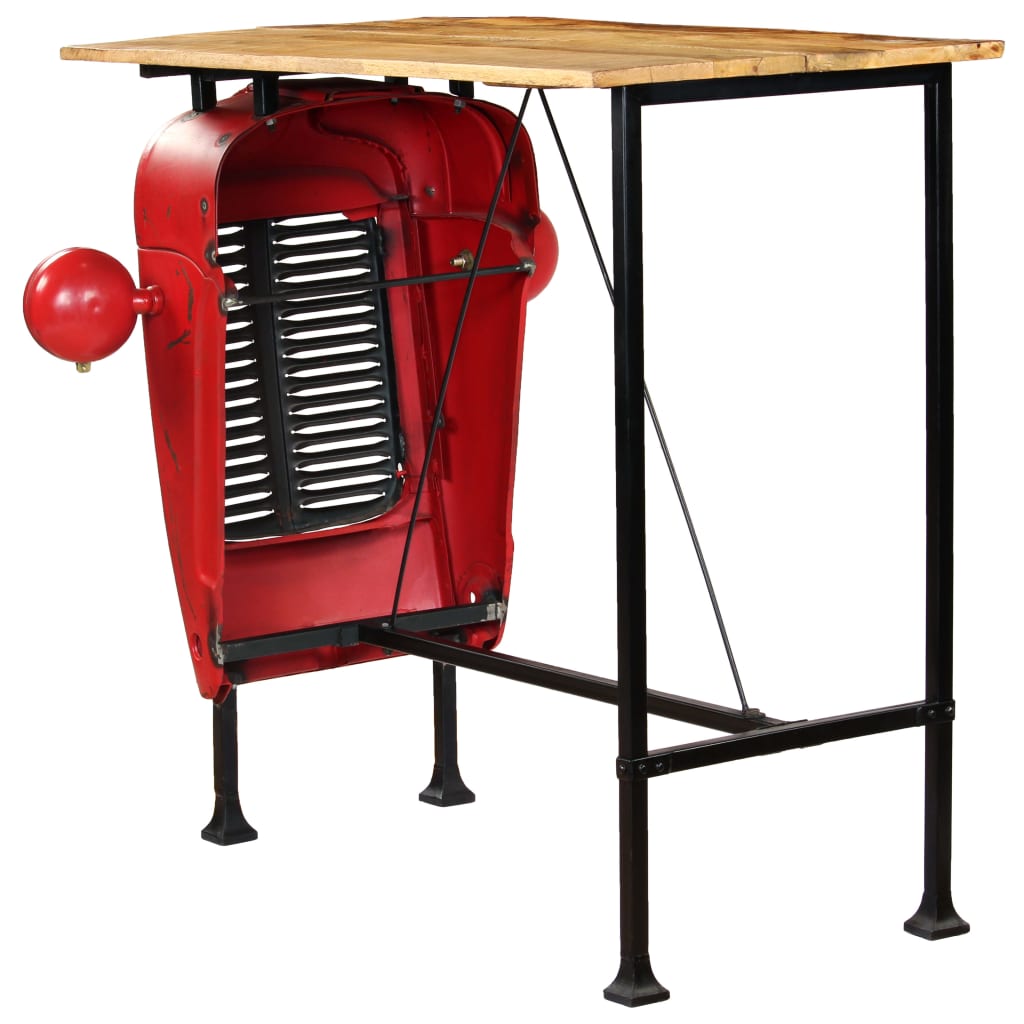 vidaXL Barski stol u obliku traktora od masivnog drva manga crveni 60 x 150 x 107 cm