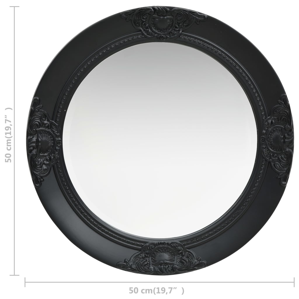 vidaXL Zidno ogledalo u baroknom stilu 50 cm crno