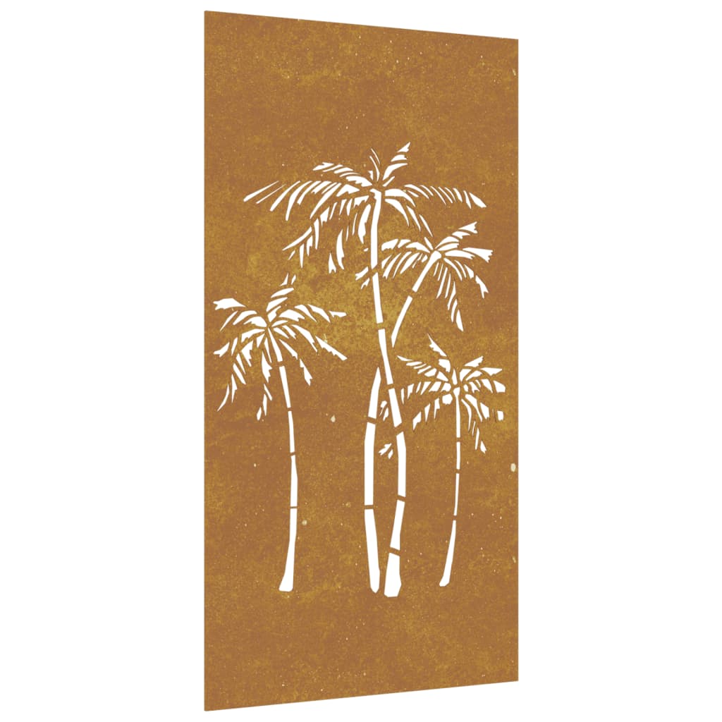 vidaXL Vrtni zidni ukras 105 x 55 cm čelik COR-TEN s uzorkom palme