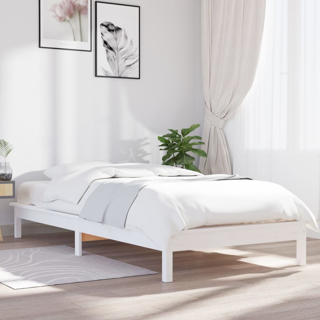 vidaXL Okvir za krevet bijeli 90 x 200 cm od masivne borovine
