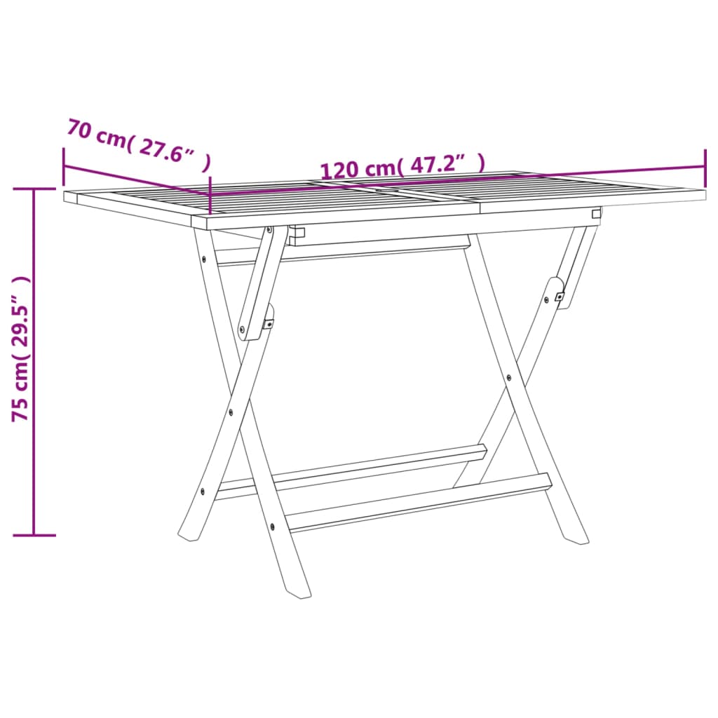 vidaXL Sklopivi vrtni stol sivi 120 x 70 x 75 cm od masivne tikovine
