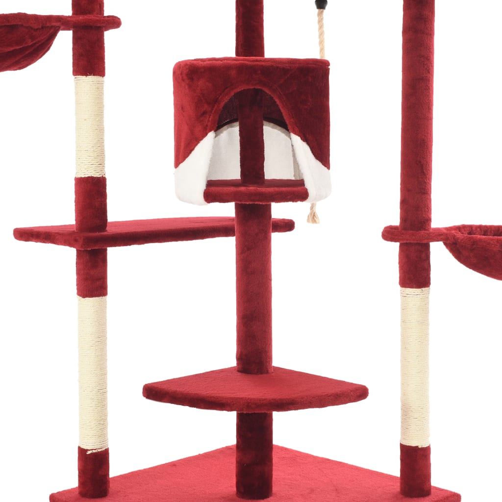 vidaXL Penjalica za mačke sa stupovima za grebanje od sisala 203 cm crvena i bijela