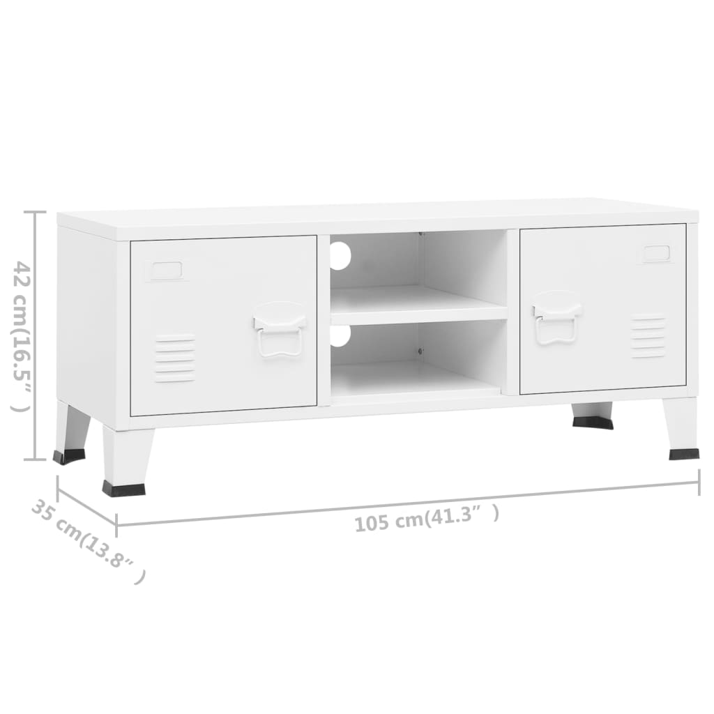 vidaXL Industrijski TV ormarić bijeli 105 x 35 x 42 cm metalni