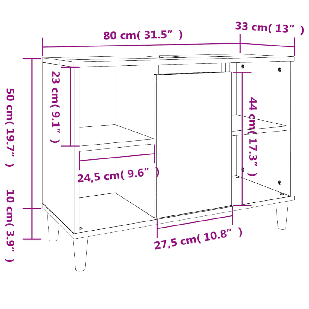 vidaXL 4-dijelni set kupaonskog namještaja bijeli konstruirano drvo