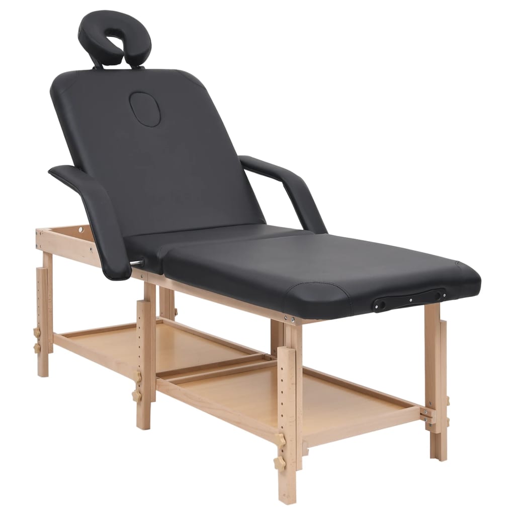 vidaXL Stol za masažu s 3 zone crni od umjetne kože