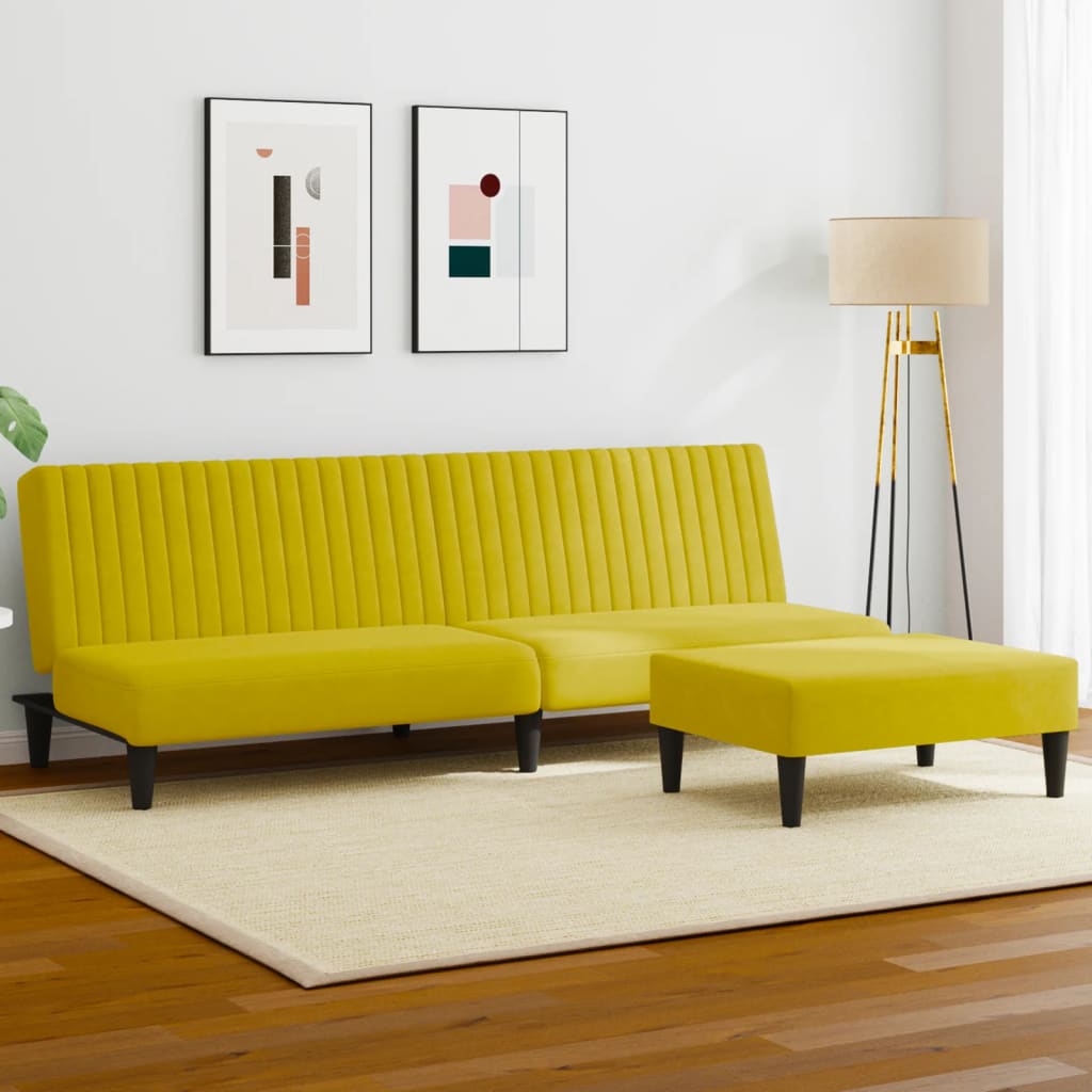 vidaXL 2-dijelni set sofa žuti baršunasti