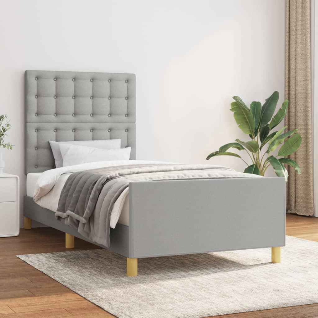 vidaXL Okvir za krevet s uzglavljem svjetlosivi 80 x 200 cm od tkanine
