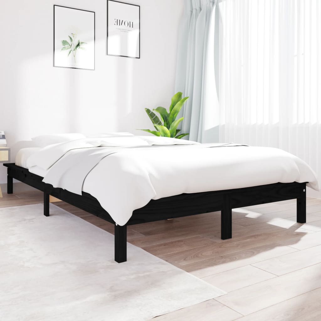 vidaXL Okvir za krevet crni 120 x 200 cm od masivne borovine