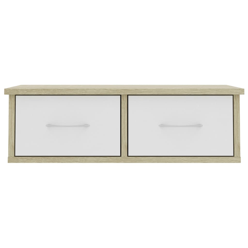 vidaXL Zidna polica s ladicama bijela i hrast 60 x 26 x 18,5 cm drvena