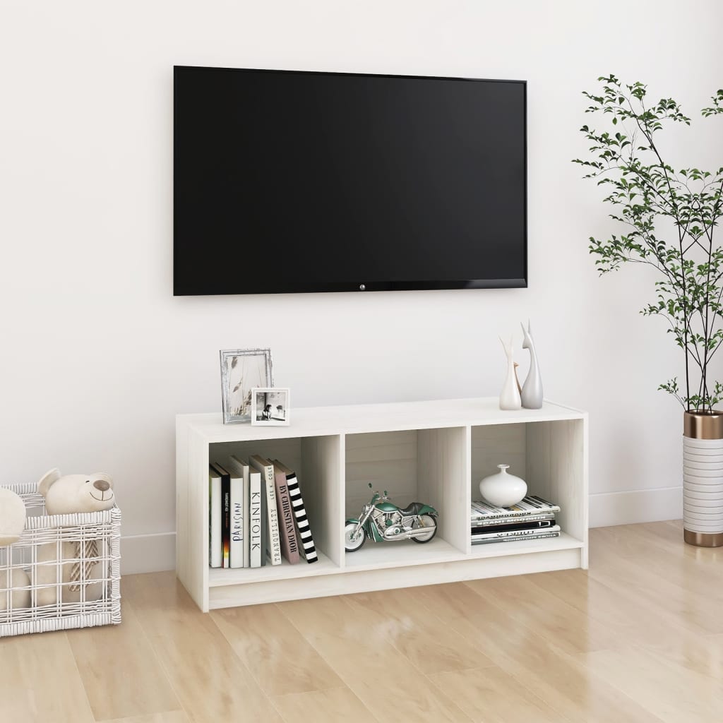 vidaXL TV ormarić bijeli 104 x 33 x 41 cm od masivne borovine