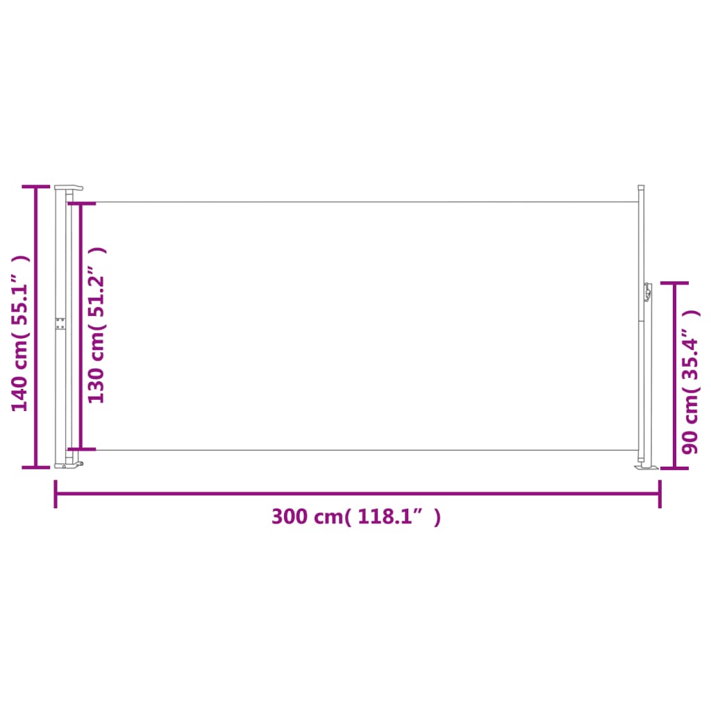 vidaXL Uvlačiva bočna tenda 140 x 300 cm krem