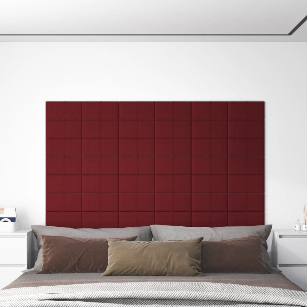 vidaXL Zidne ploče od tkanine 12 kom boja vina 30 x 15 cm 0,54 m²